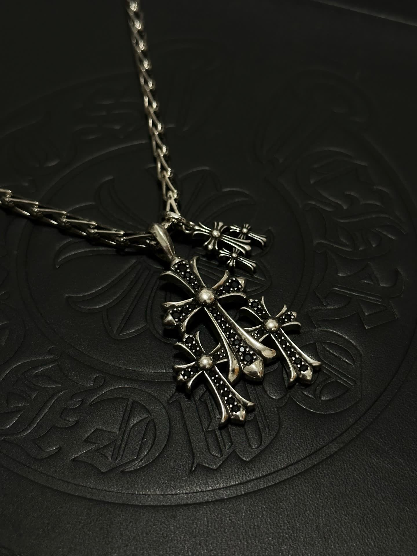 Chrome Hearts Silver Cross Pendant Necklace